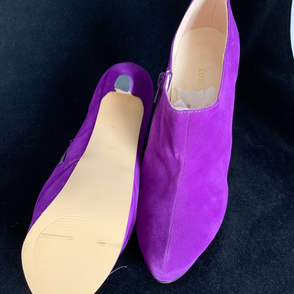 NEW purple faux suede platform spiked heel booties - Picture 4 of 6